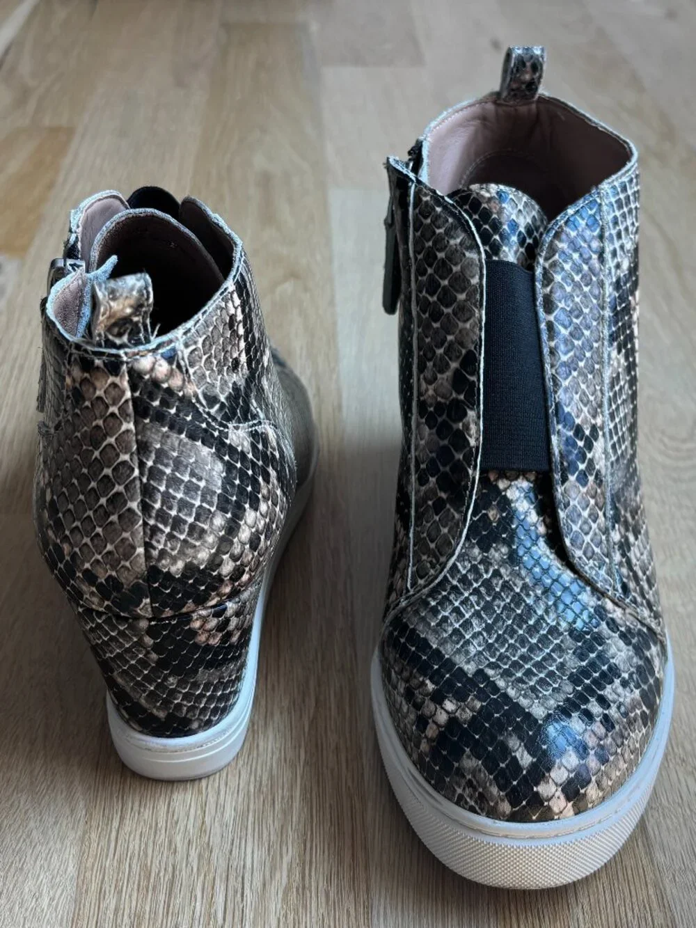 Linea Paolo Hidden Wedge Heel Snake Print Sneakers